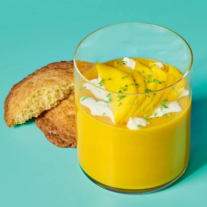 Mango Pudding with Ginger and Lime Biscuits
