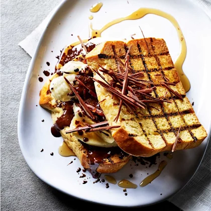 Grilled Brioche, Dark Chocolate & Banana Sandwich
