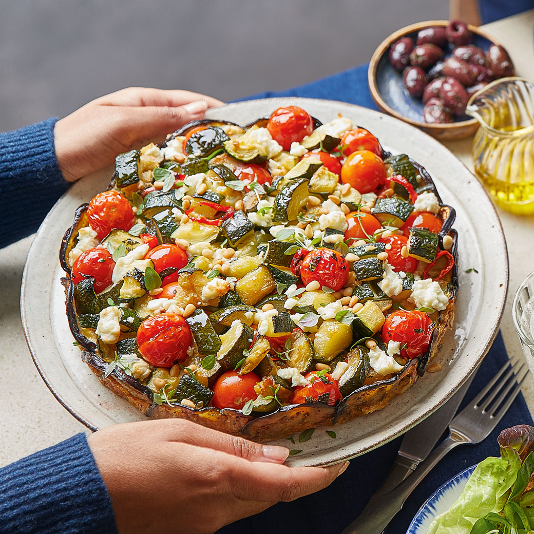 Crustless Feta and Aubergine Tart