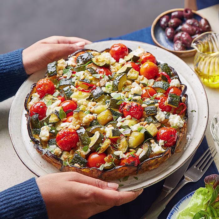 Crustless Feta and Aubergine Tart