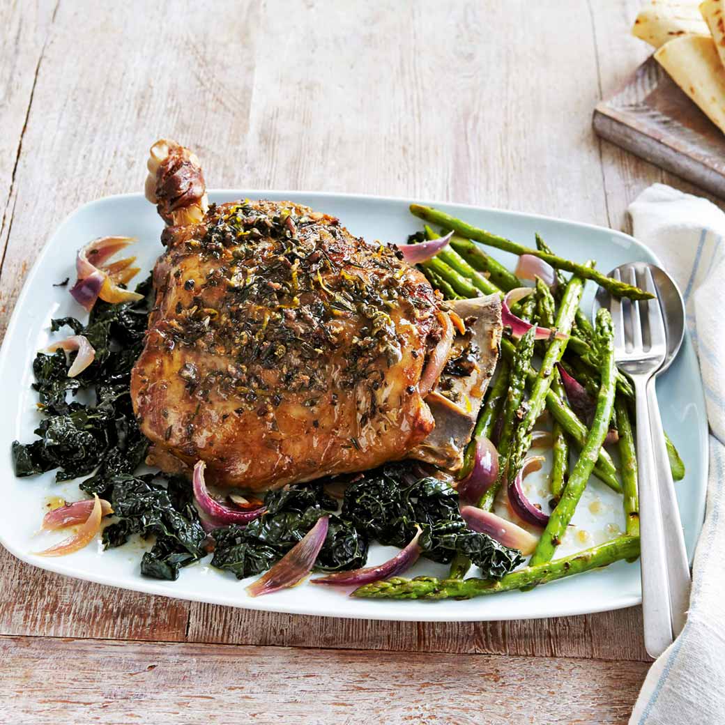 Shoulder of Lamb with Garlic, Lemon and Rosemary