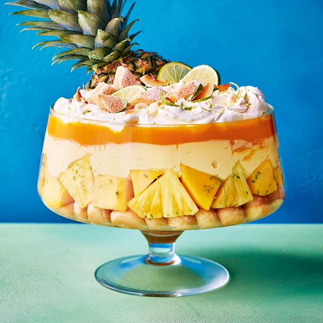 Pineapple, Mango and Coconut Trifle