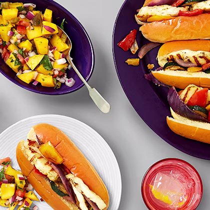 Halloumi Hot Dogs with Mango Salsa