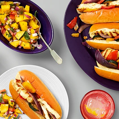Halloumi Hot Dogs with Mango Salsa