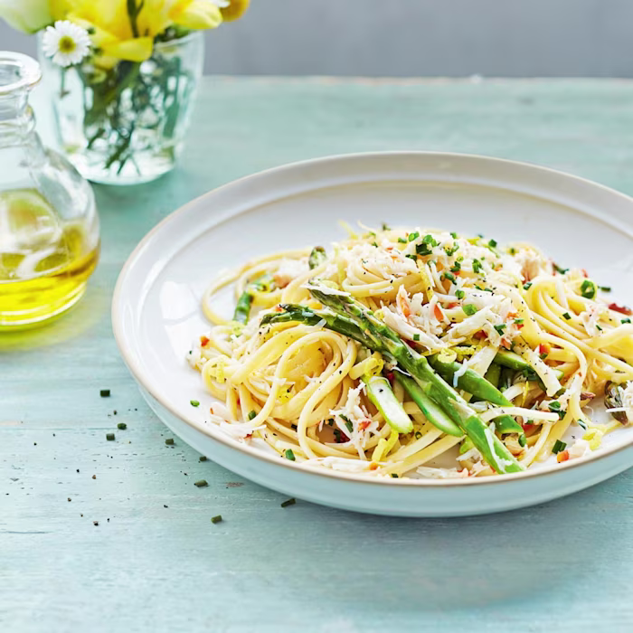 Asparagus & Crab Linguine with Chilli