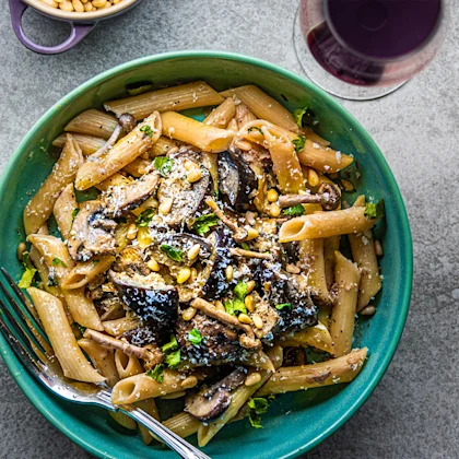 Aubergine and Mushroom Pasta