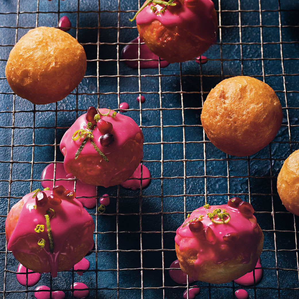 Mini Doughnuts with Pomegranate Glaze