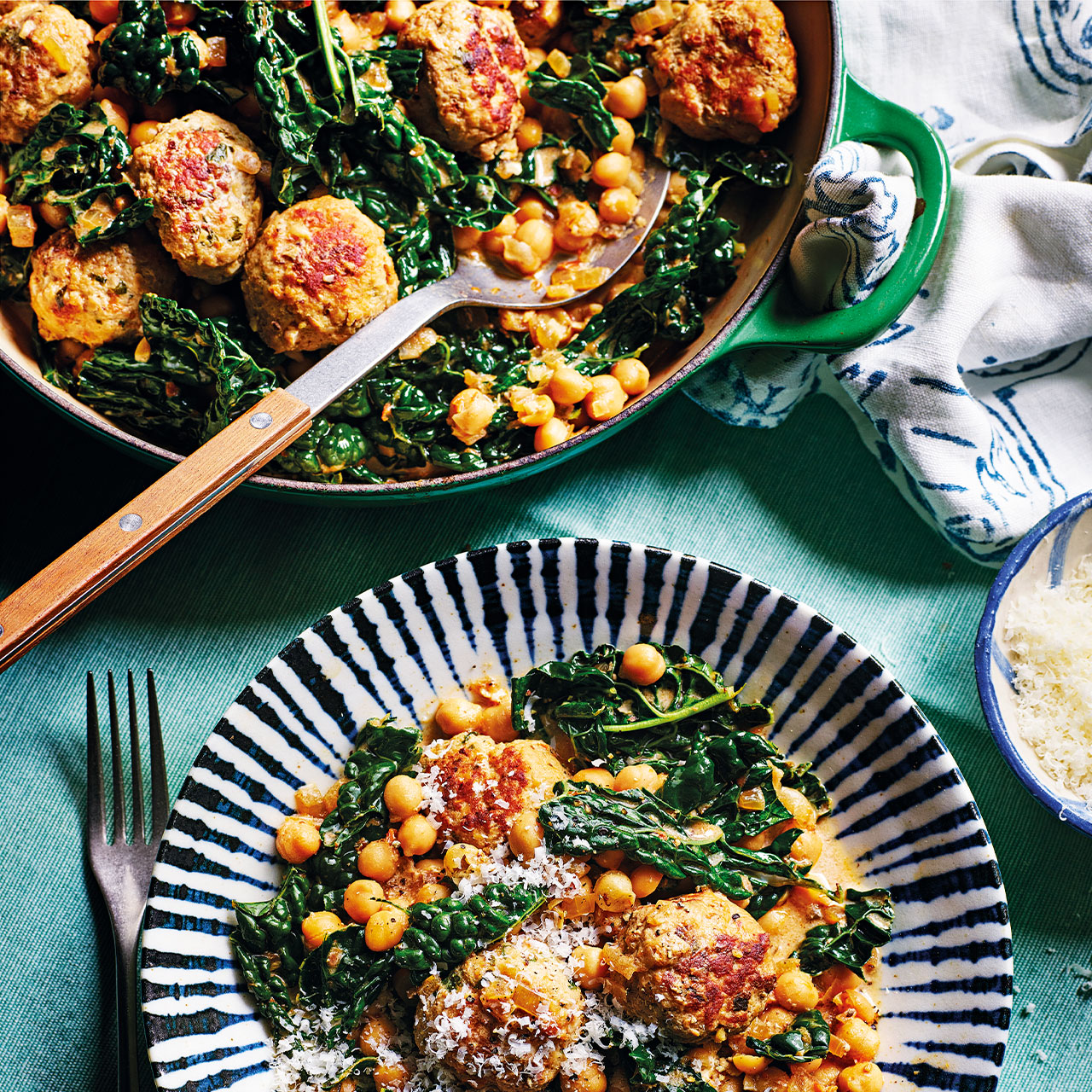 Pork and Fennel Meatballs with Creamy Chickpeas 