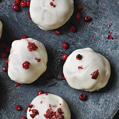 Hand-rolled Wild Strawberry and Pink Peppercorn Truffles