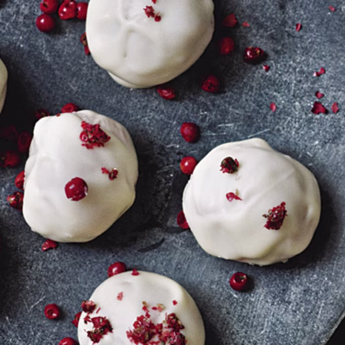 Hand-rolled Wild Strawberry and Pink Peppercorn Truffles