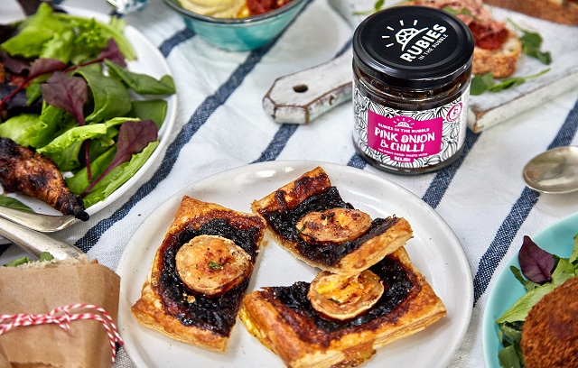 Pink Onion & Chilli Goats Cheese Tart