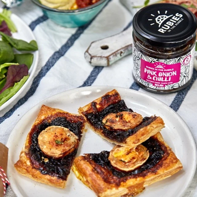 Pink Onion & Chilli Goats Cheese Tart