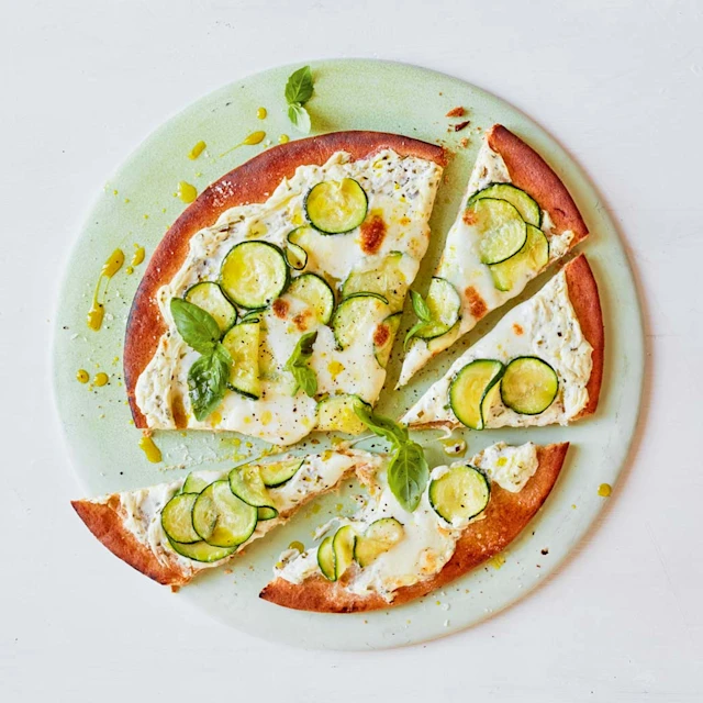 Courgette and Chive Spelt Pizza Bianca