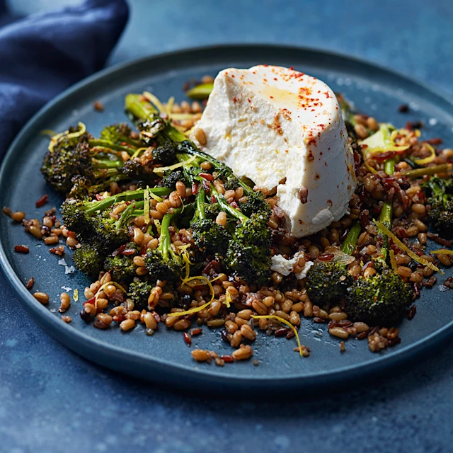 Roast Purple Sprouting Broccoli and Ricotta