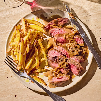Steak Frites and Shallot Sauce
