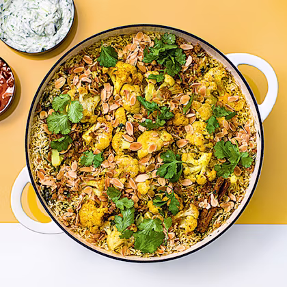 Cauliflower ‘Biryani’ with Cheat’s Raita