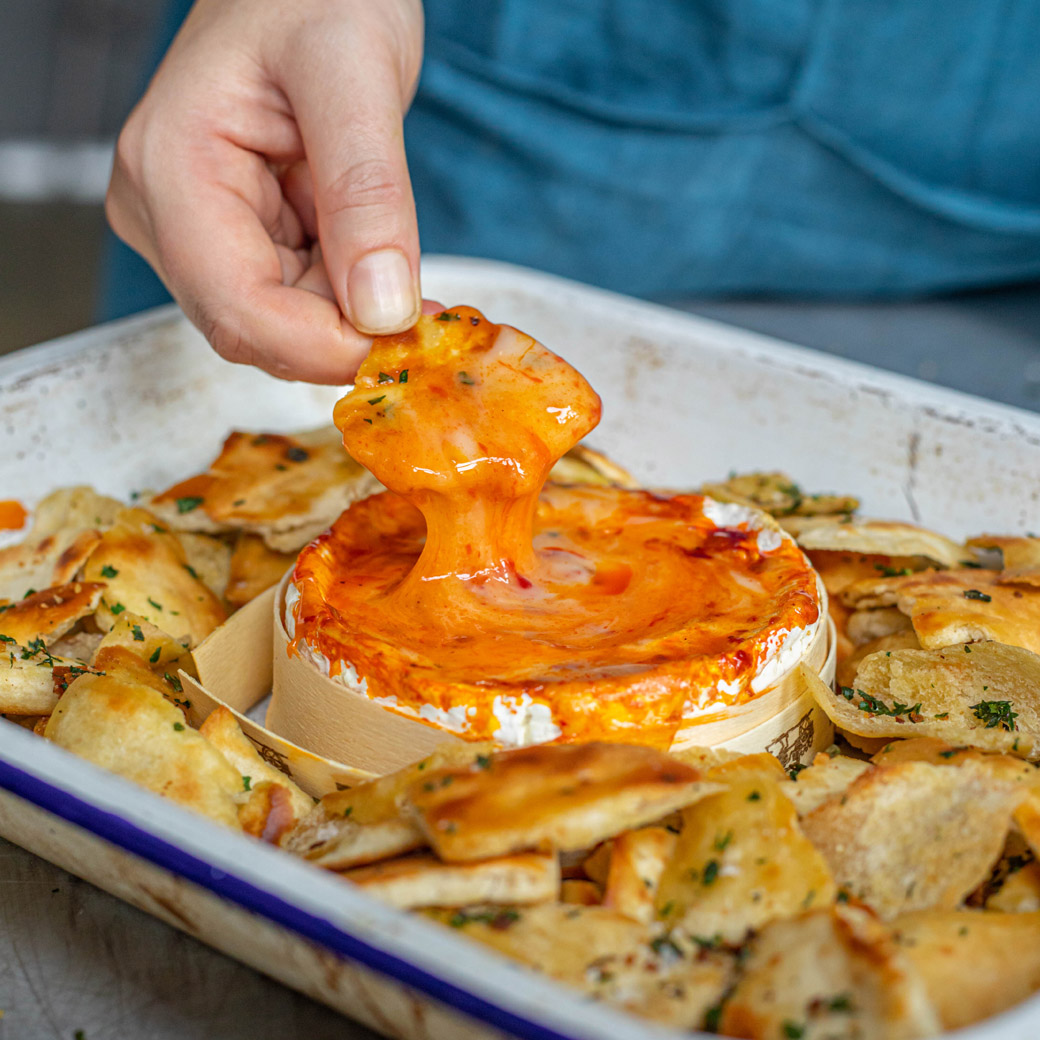 Honey Harissa Baked Camembert