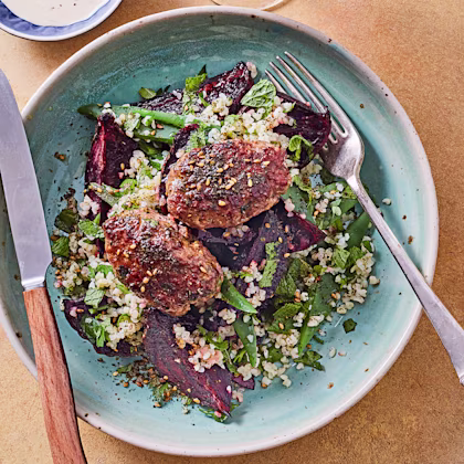 Lamb Koftas with Roast Beetroot and Helda Bean Bulgur