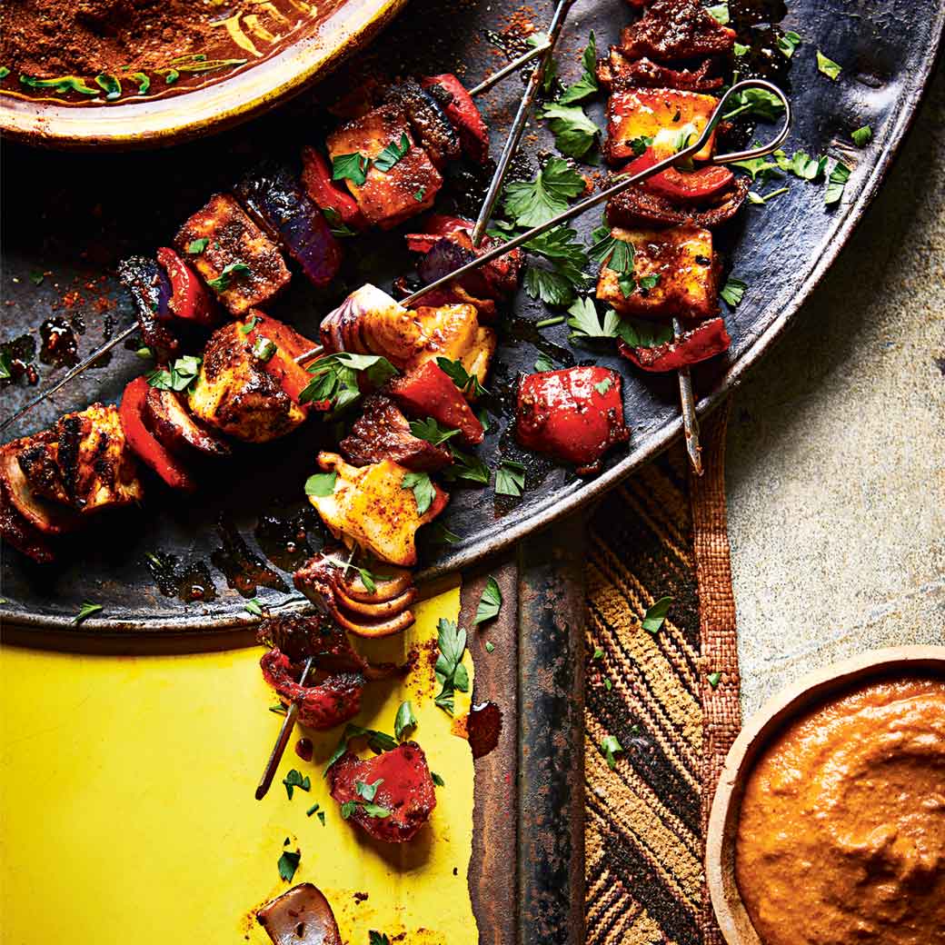 Suya Halloumi with Easy Chalé Sauce