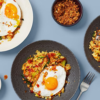 Veggie Nasi Goreng with Crispy Fried Eggs