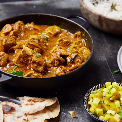 Goan Chicken Xacuti with Fragrant Basmati Rice and Chapatis