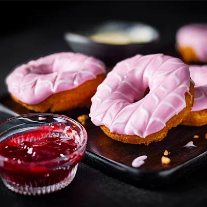 Air Fryer Jam and Custard Doughnuts