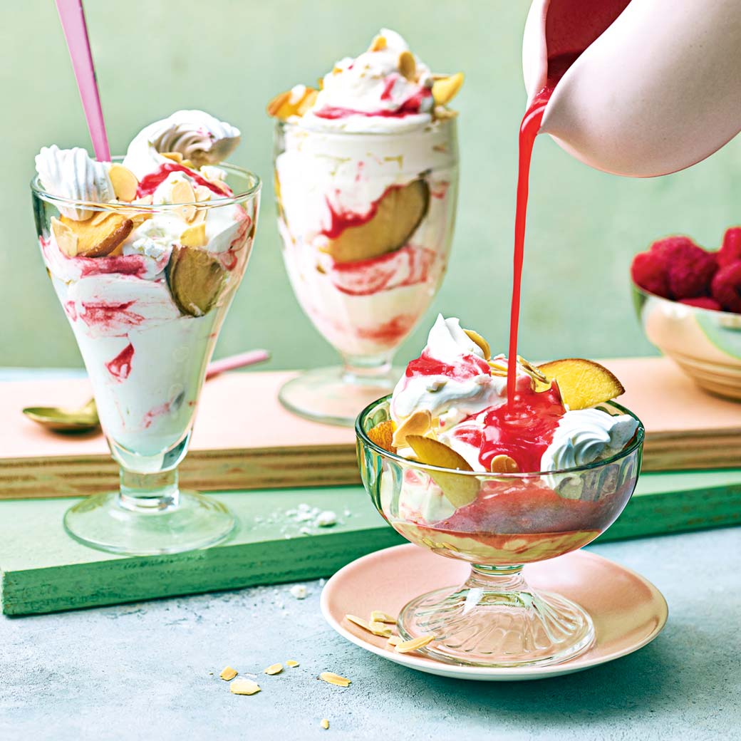Peach melba eton mess