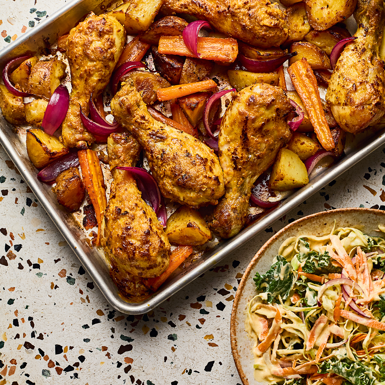 Masala Chicken Traybake with Slaw