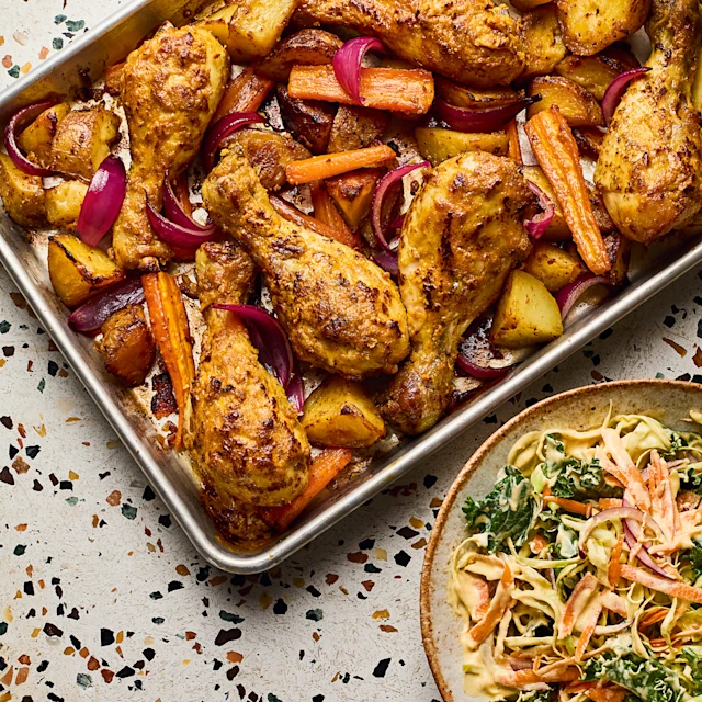 Masala Chicken Traybake with Slaw