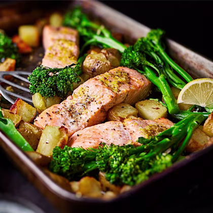 Lemony Salmon and Potato Traybake