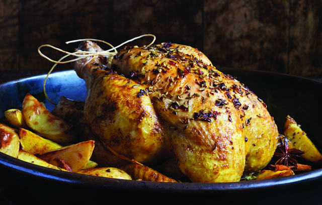 Spiced Moroccan Chicken with Lemon and Garlic Potatoes