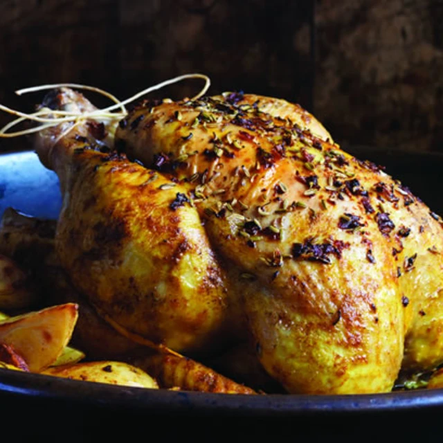 Spiced Moroccan Chicken with Lemon and Garlic Potatoes