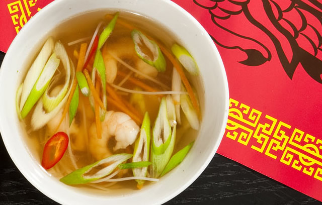 Chilli & Ginger Broth with Prawns