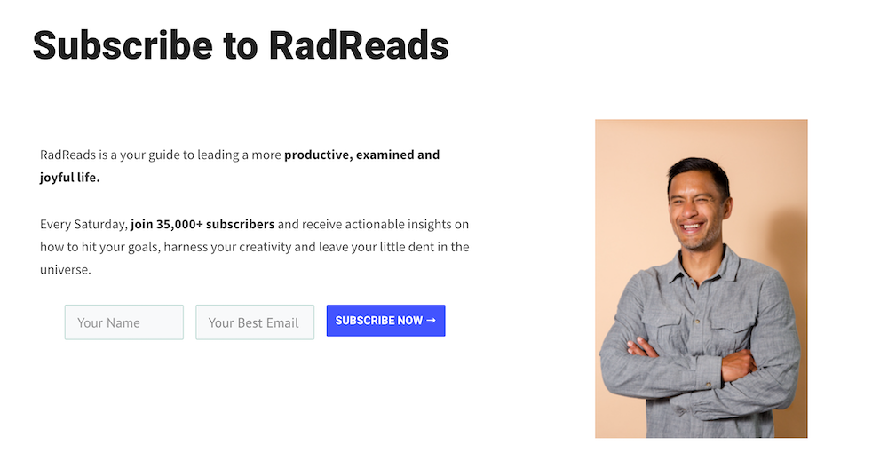 RadReads newsletter email capture