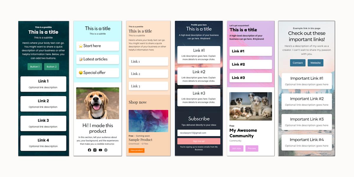 Bio Web Layout How to make an irresistible link in bio page with Podia | Podia
