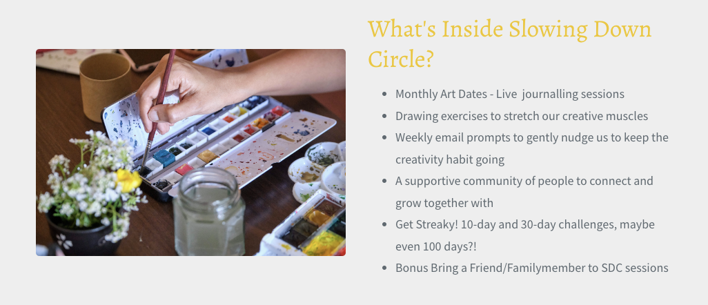 Podia for artists: Slowing down circle
