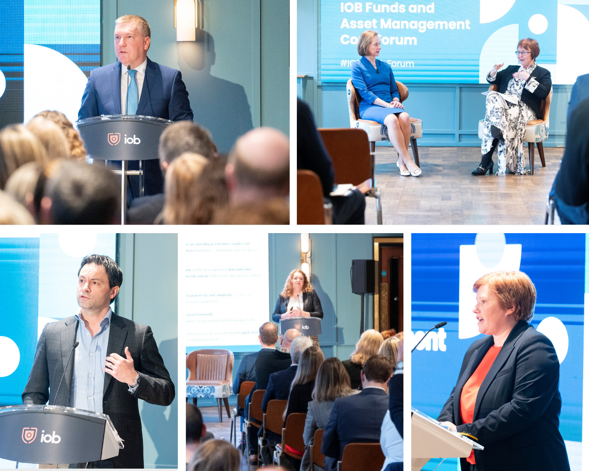  A collage of a representatives presenting to the audience.