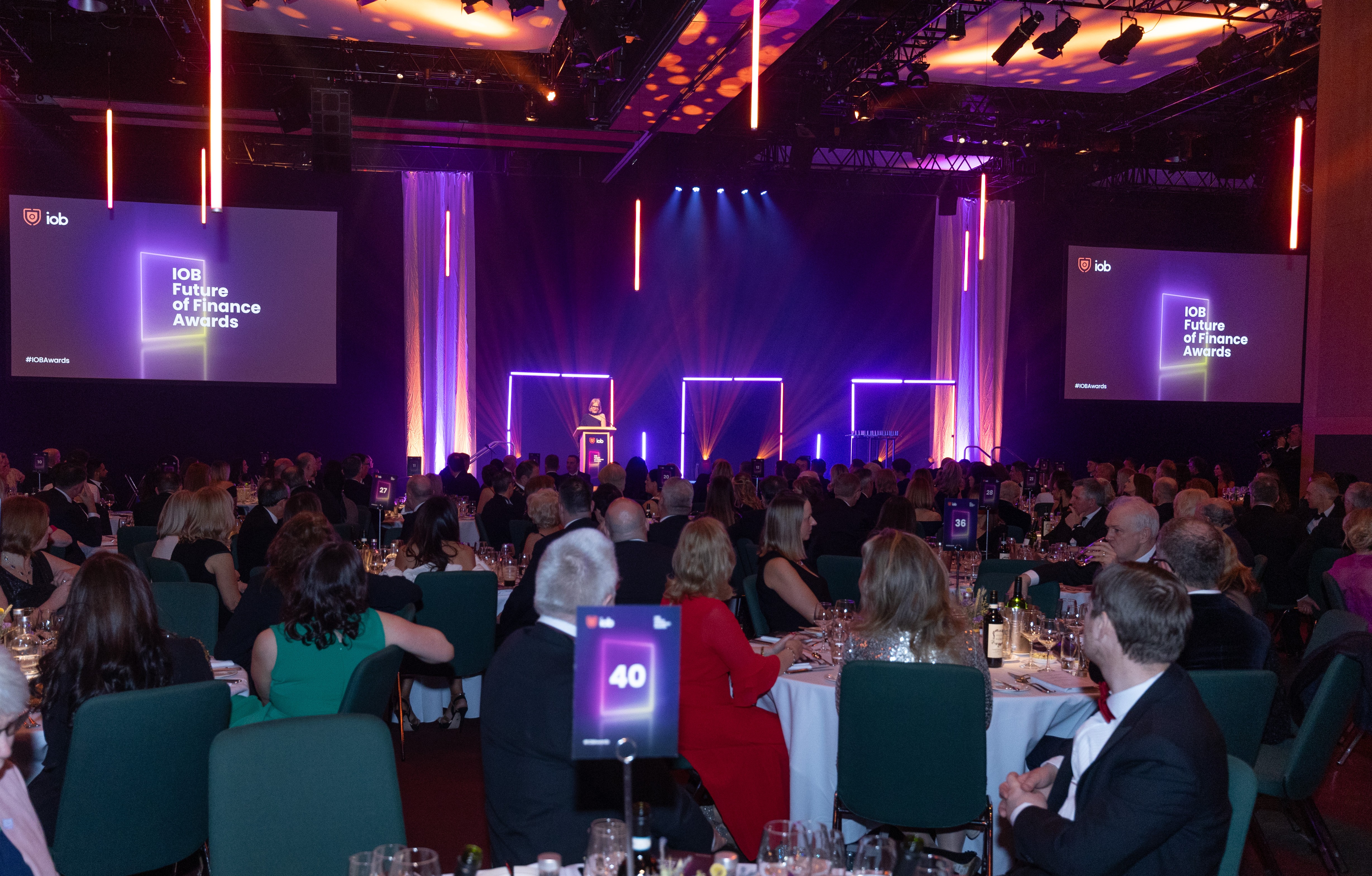 Room perspective of the IOB Future of Finance Awards ceremony 2025.