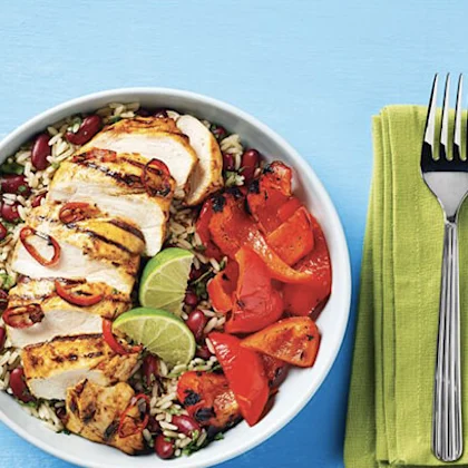 BBQ Chilli Chicken with Charred Red Pepper & Wild Rice