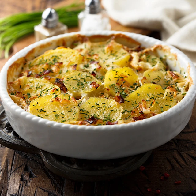 Potato, Fennel and Apple Gratin