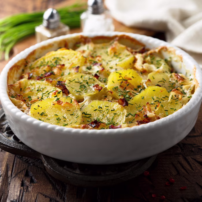 Potato, Fennel and Apple Gratin