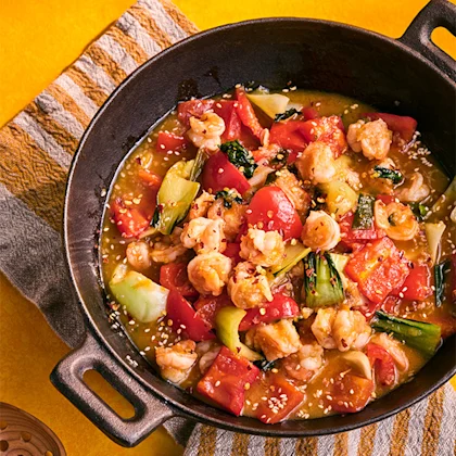 Hot Honey, Orange & Sesame Prawn Stir-Fry