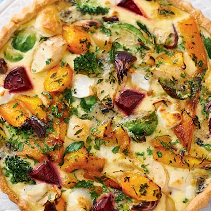 Roasted Veg and Cheeseboard Tart