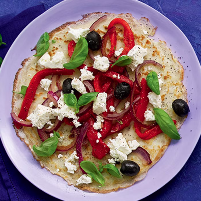 Red Pepper, Feta and Basil Pancakes