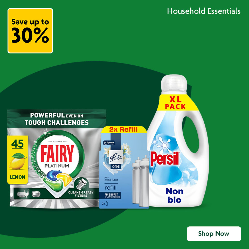 Save up to 30% off Household Essentials