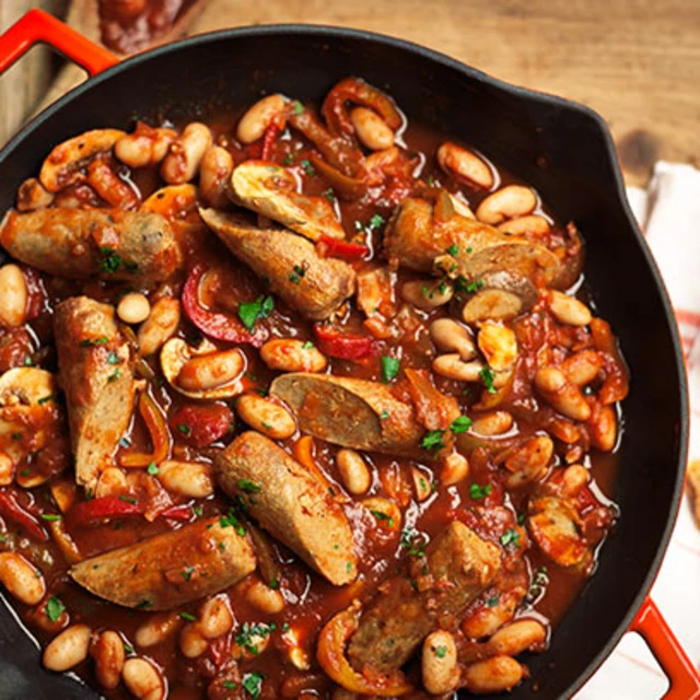 Quorn Sausage Casserole with Beans