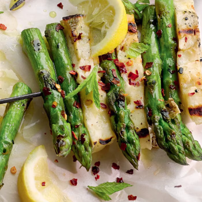Asparagus and Halloumi Skewers with Mint