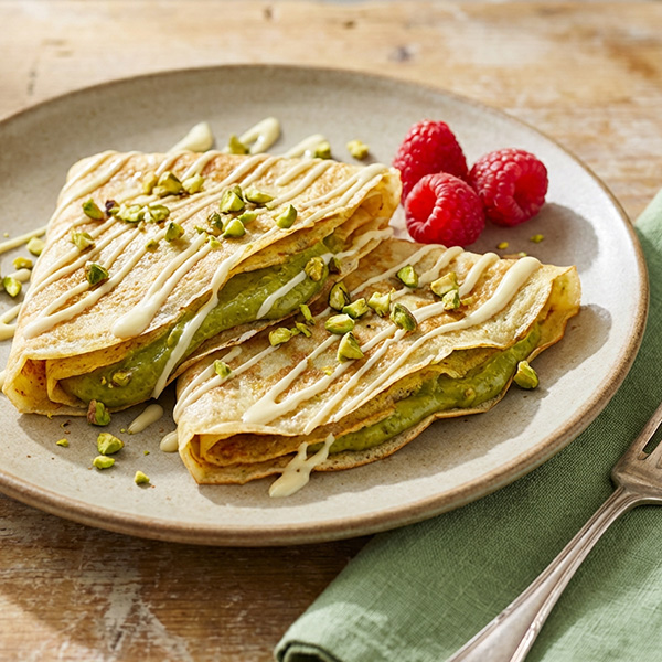 French Crêpes with Pistachio & White Chocolate
