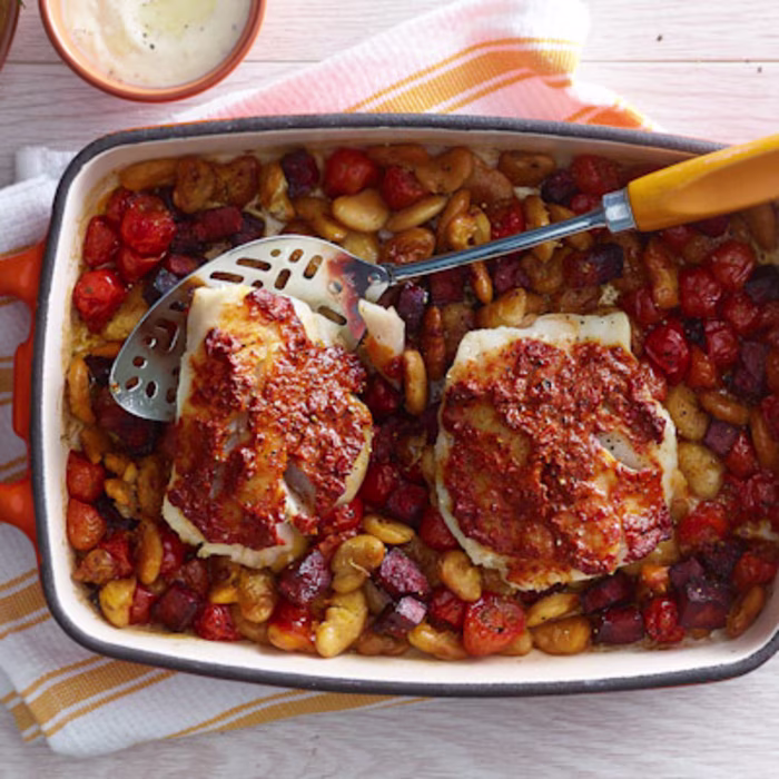 Cod, Chorizo and Butterbean Bake