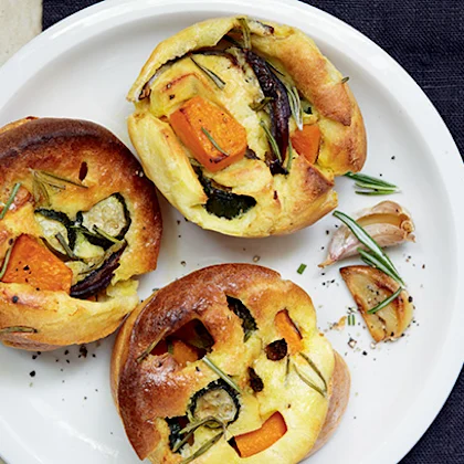 Roasted Garlic and Mediterranean Vegetables Yorkshire Puddings